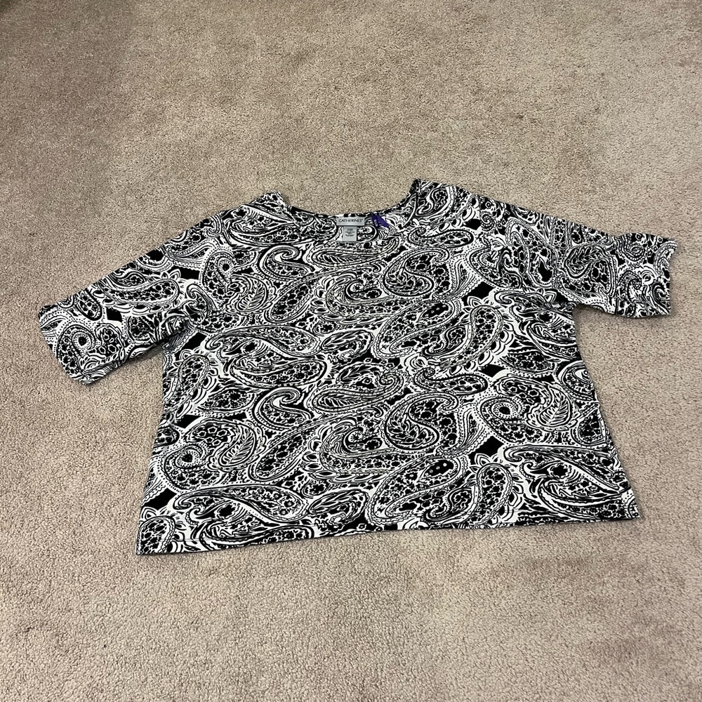 Catherines 3/4 Sleeve Paisley Print Top